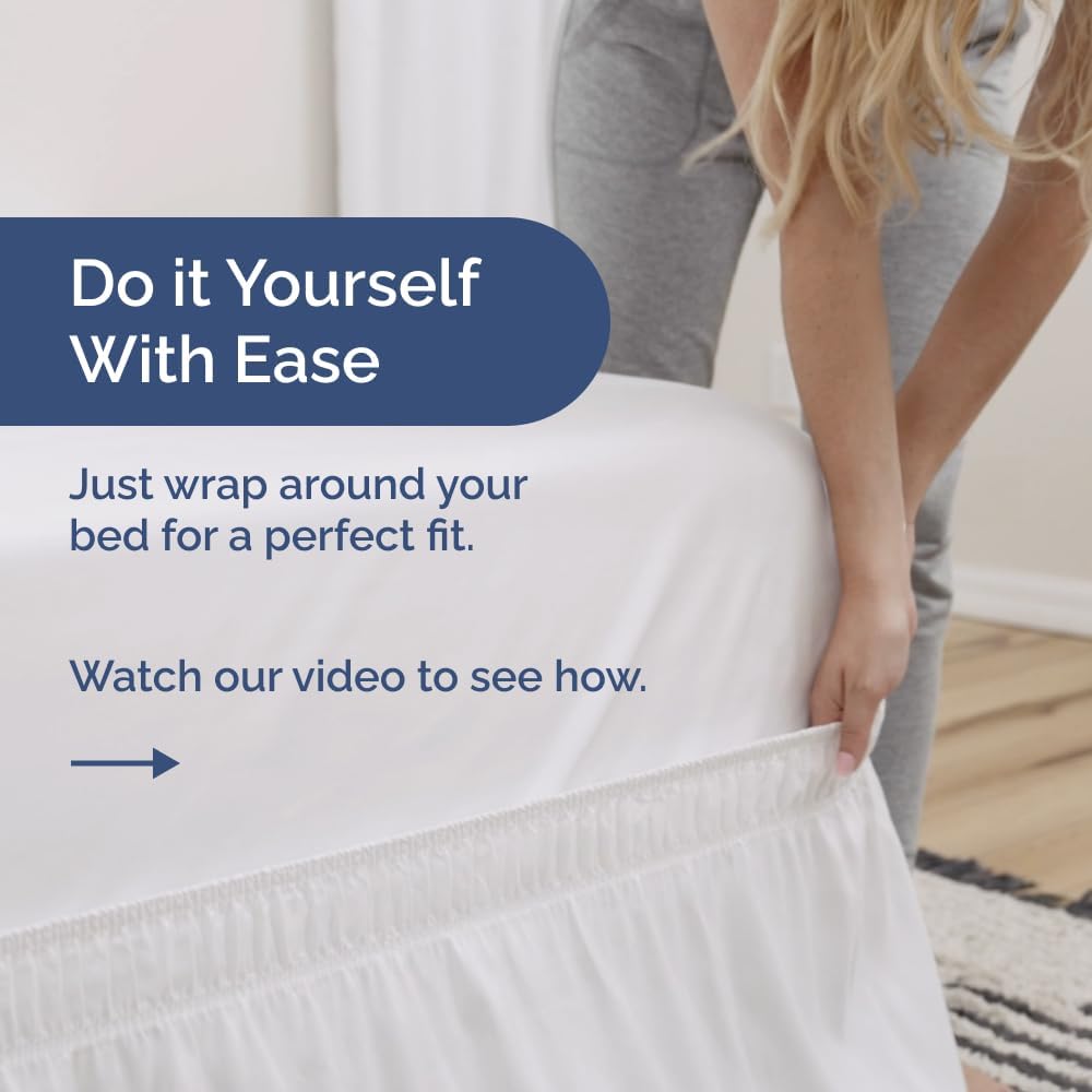 White Wrap‑Around Queen Bed Skirt