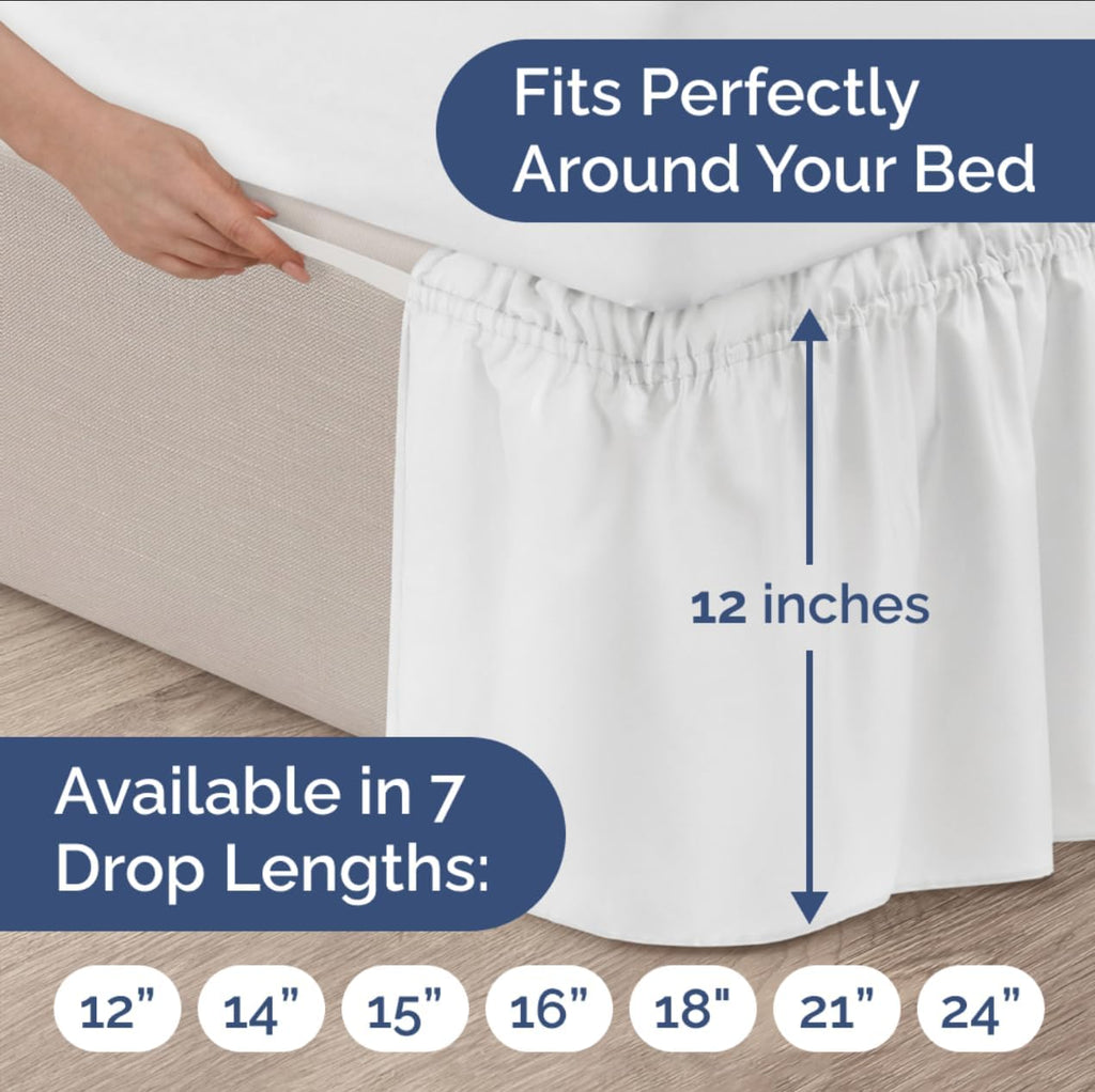 White Wrap‑Around Queen Bed Skirt