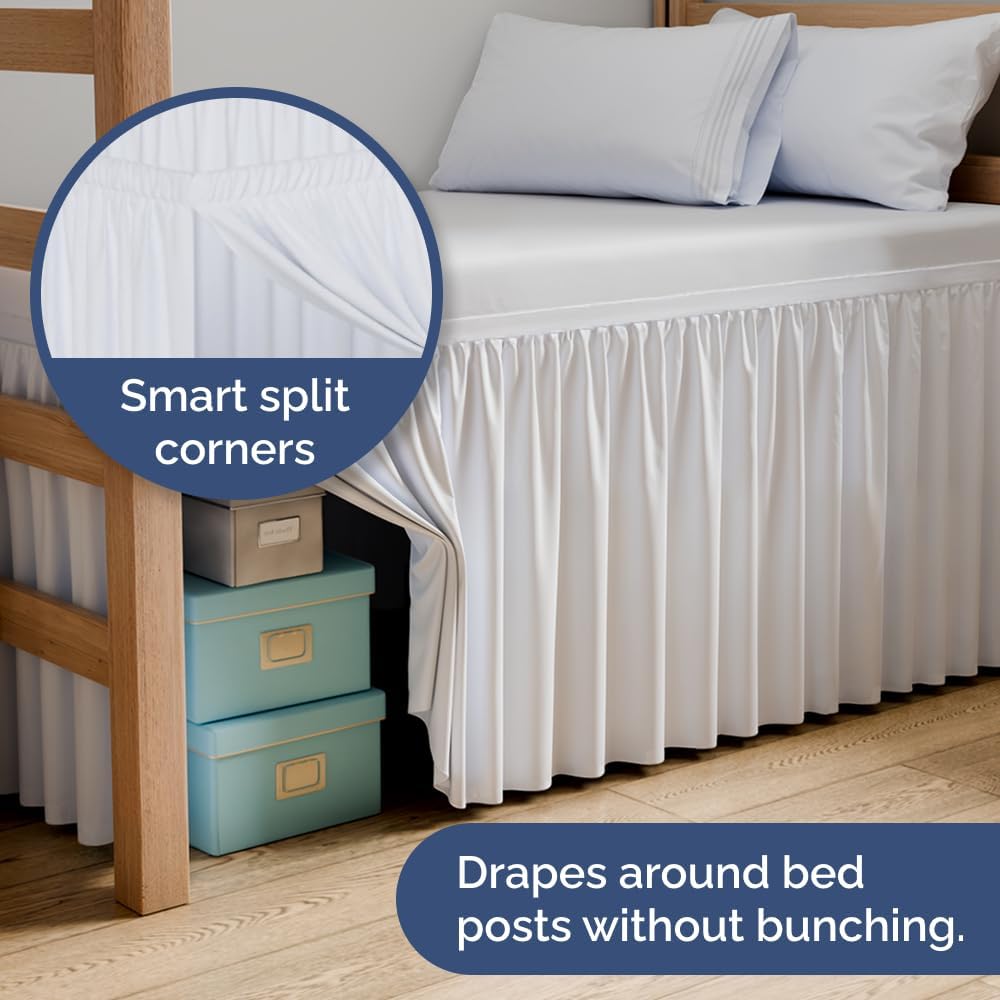 Linens White Twin XL Dorm Bed Skirt