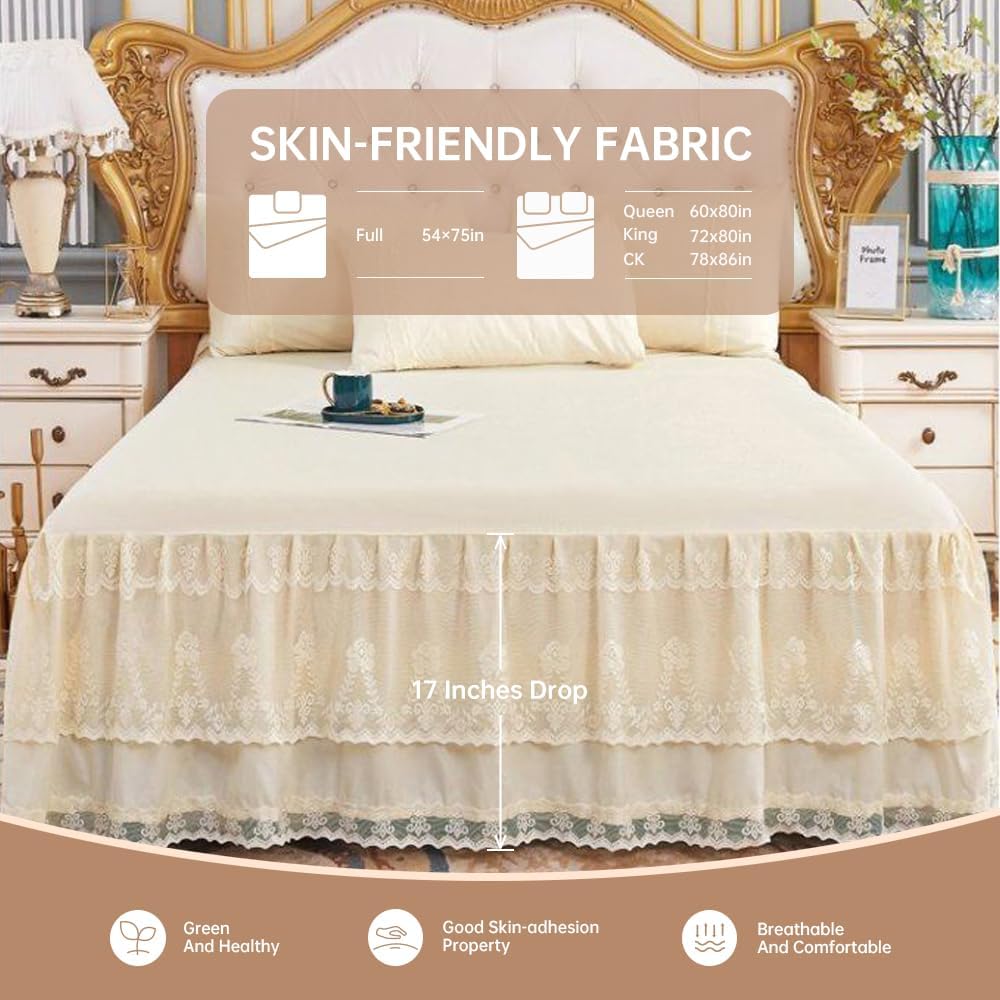 Lace Wrap‑Around Queen Bed Skirt