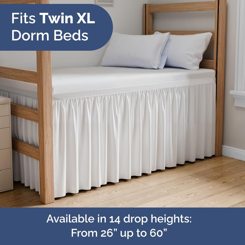 Linens White Twin XL Dorm Bed Skirt