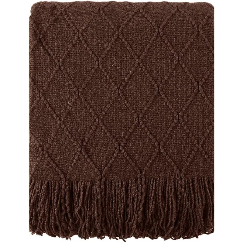 Dark Brown Knit Throw Blanket