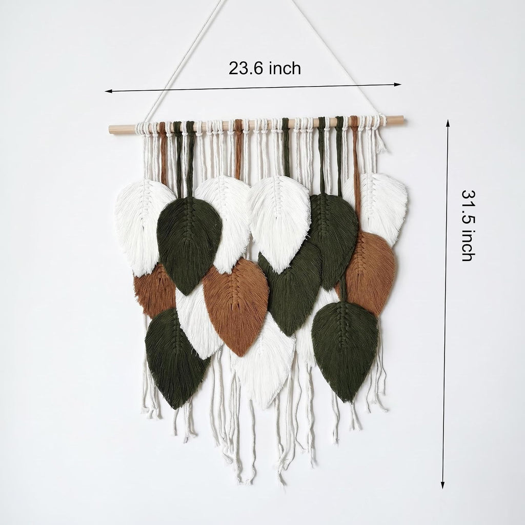 Leaf Feather Macrame Wall Hanging