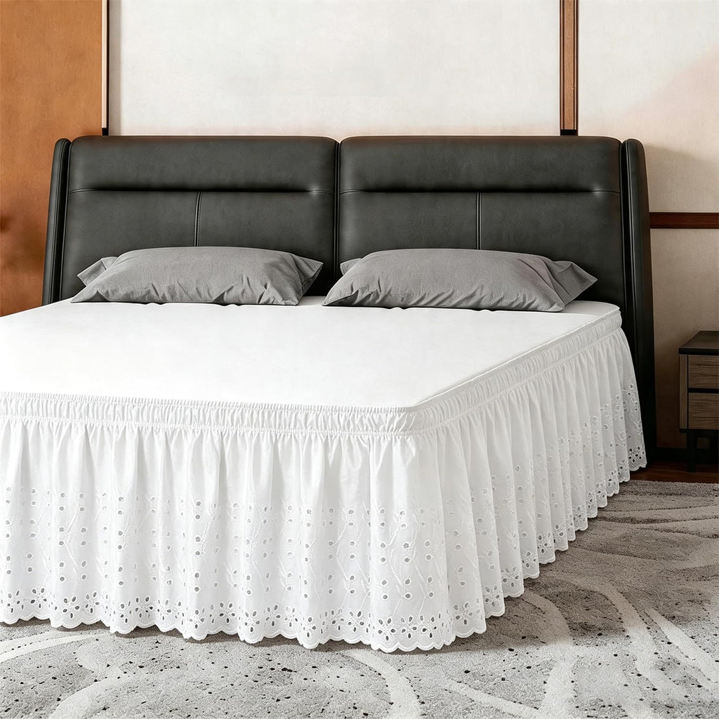 White Wrap‑Around King Bed Skirt