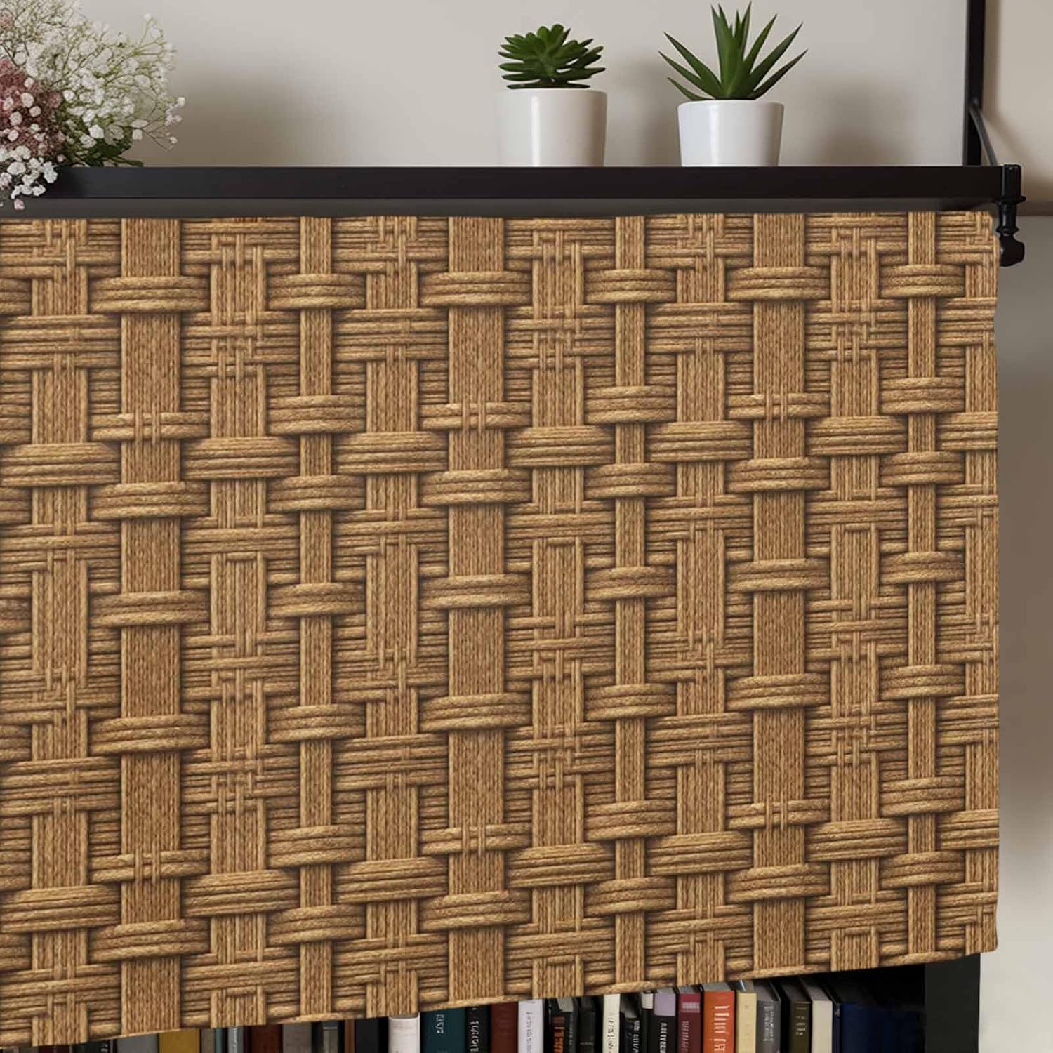 Vintage Rattan Farmhouse Window Valance Curtain
