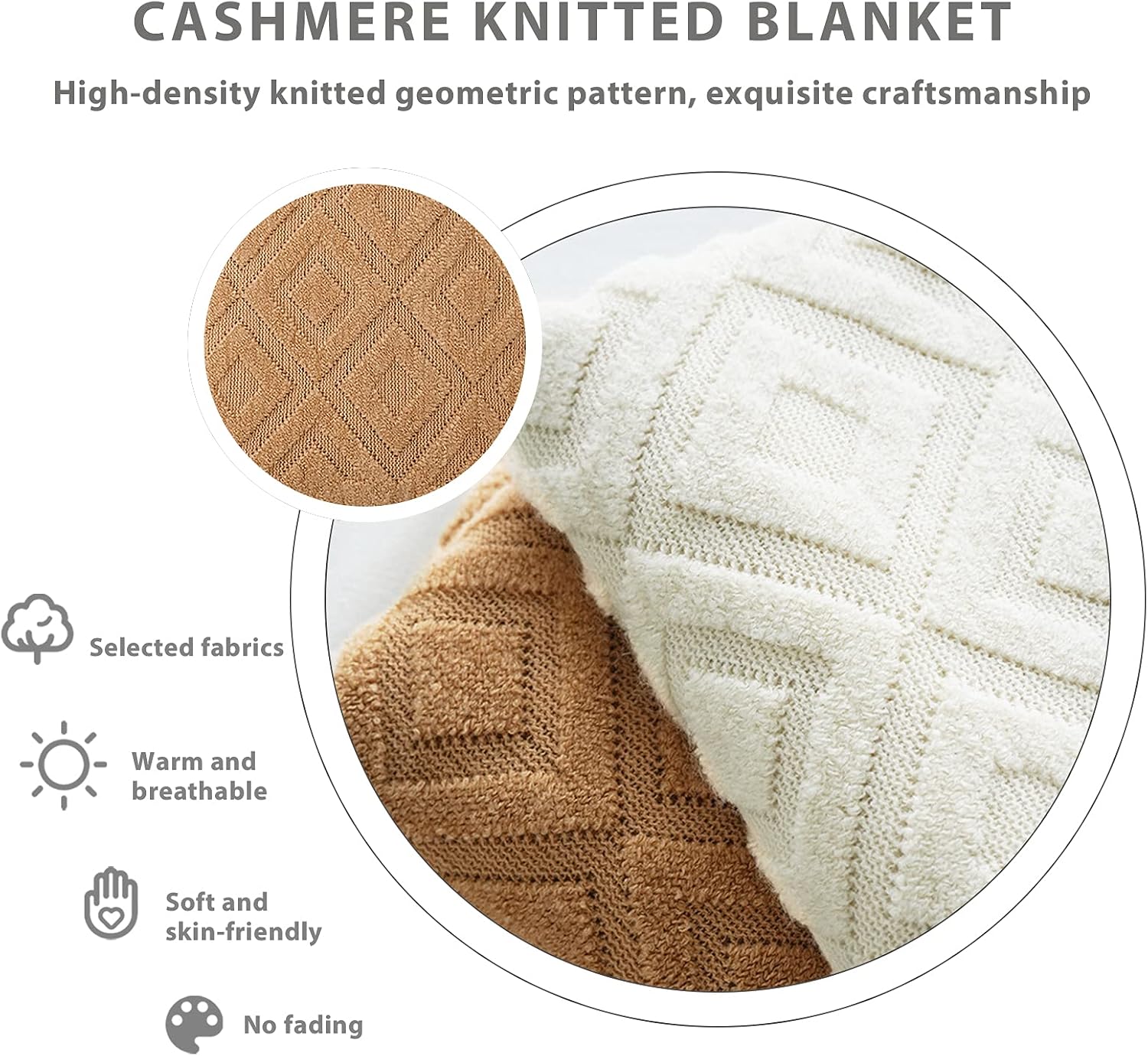 Knitted Tassel Jacquard Throw Blanket