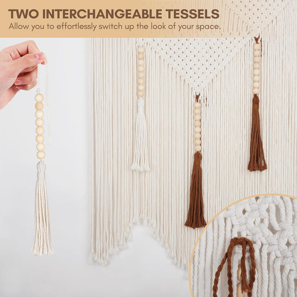 Wood‑Bead Tassel Large Boho Macrame Wall Hanging