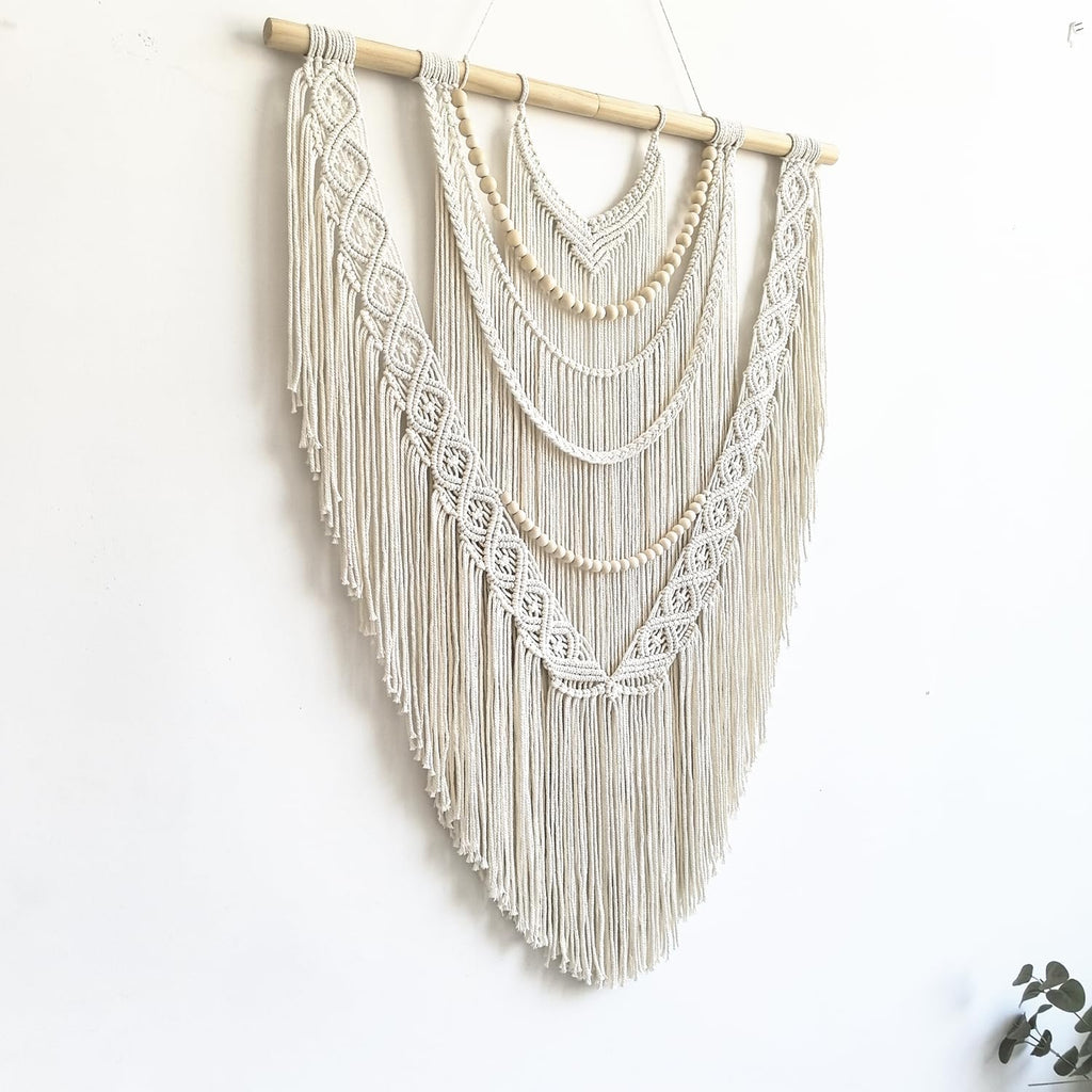 Wood‑Bead Macrame Wall Hanging