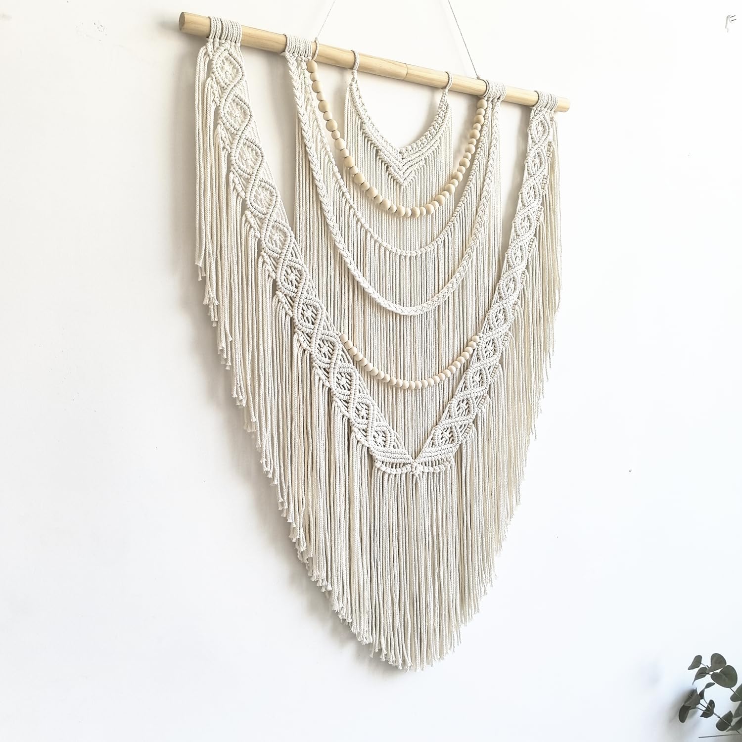 Wood‑Bead Macrame Wall Hanging