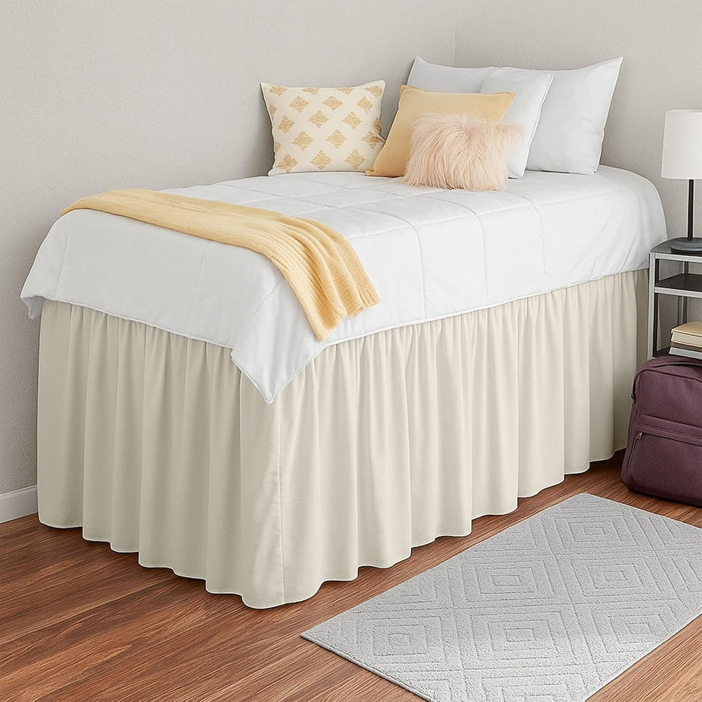 Ivory Ruffled Twin Bed Skirt