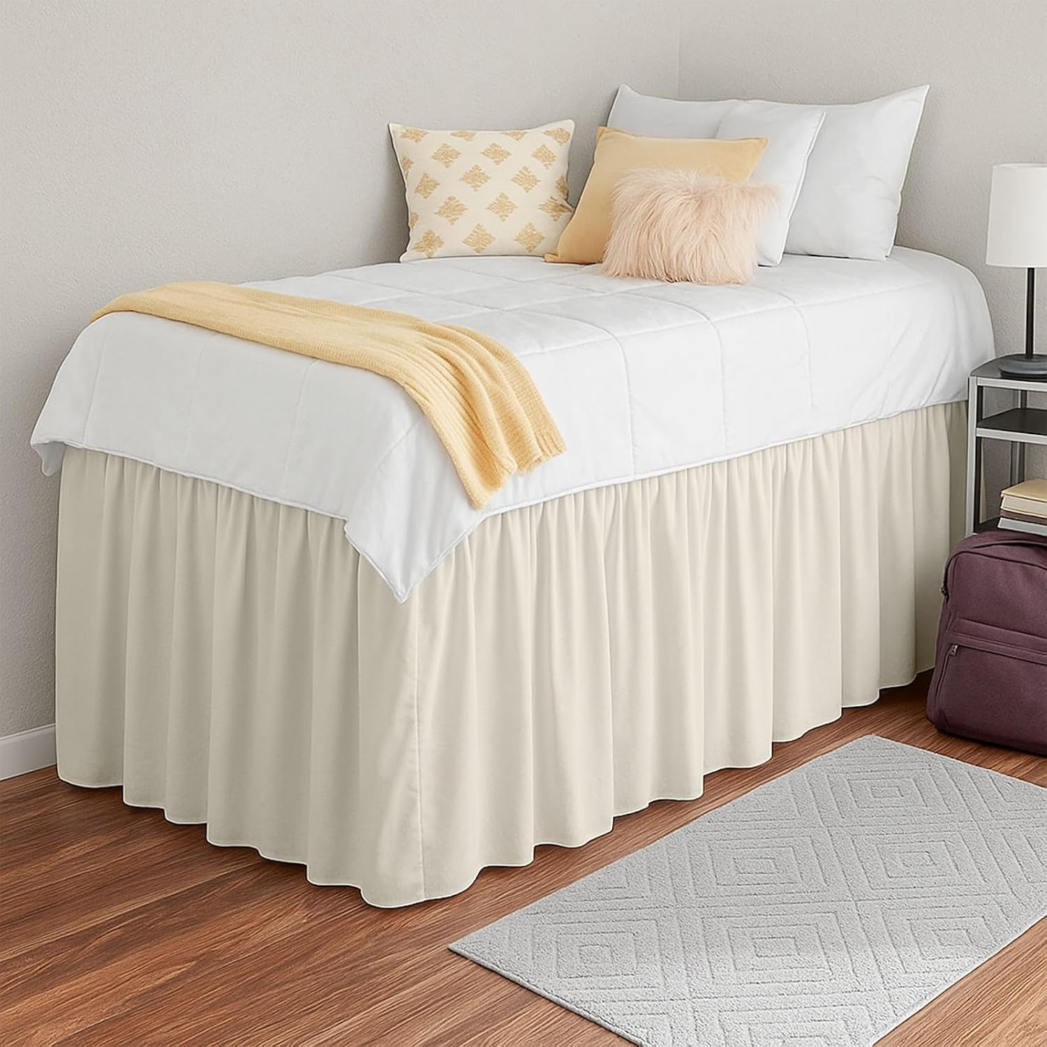 Ivory Ruffled Twin Bed Skirt