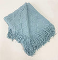 Styles Aqua Diamond Knit Fringe Throw Blanket
