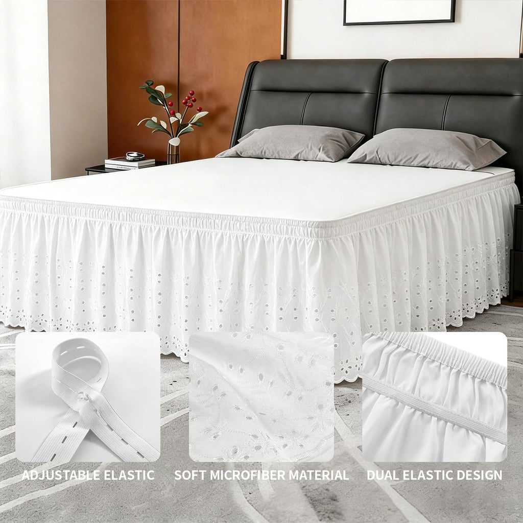 White Wrap‑Around King Bed Skirt