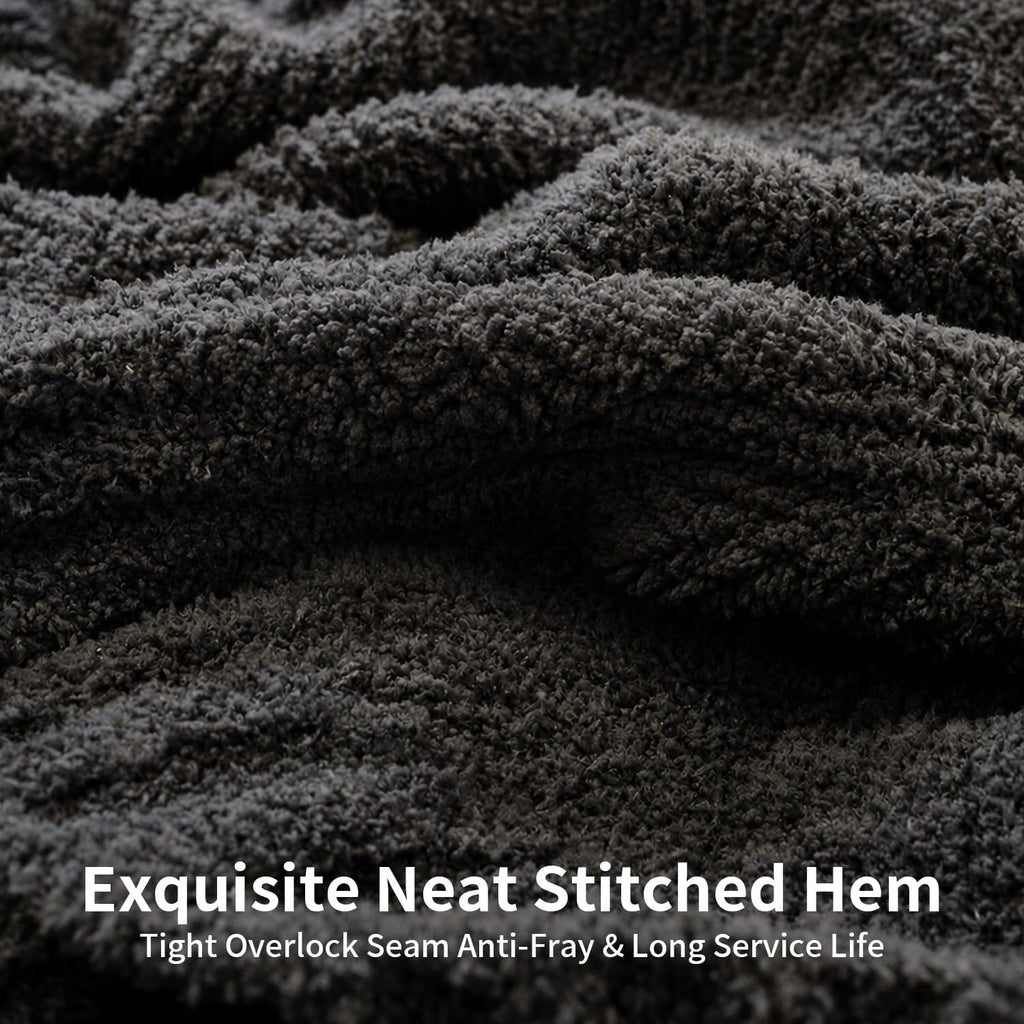 Charcoal Gray Diamond Texture Knit Throw Blanket