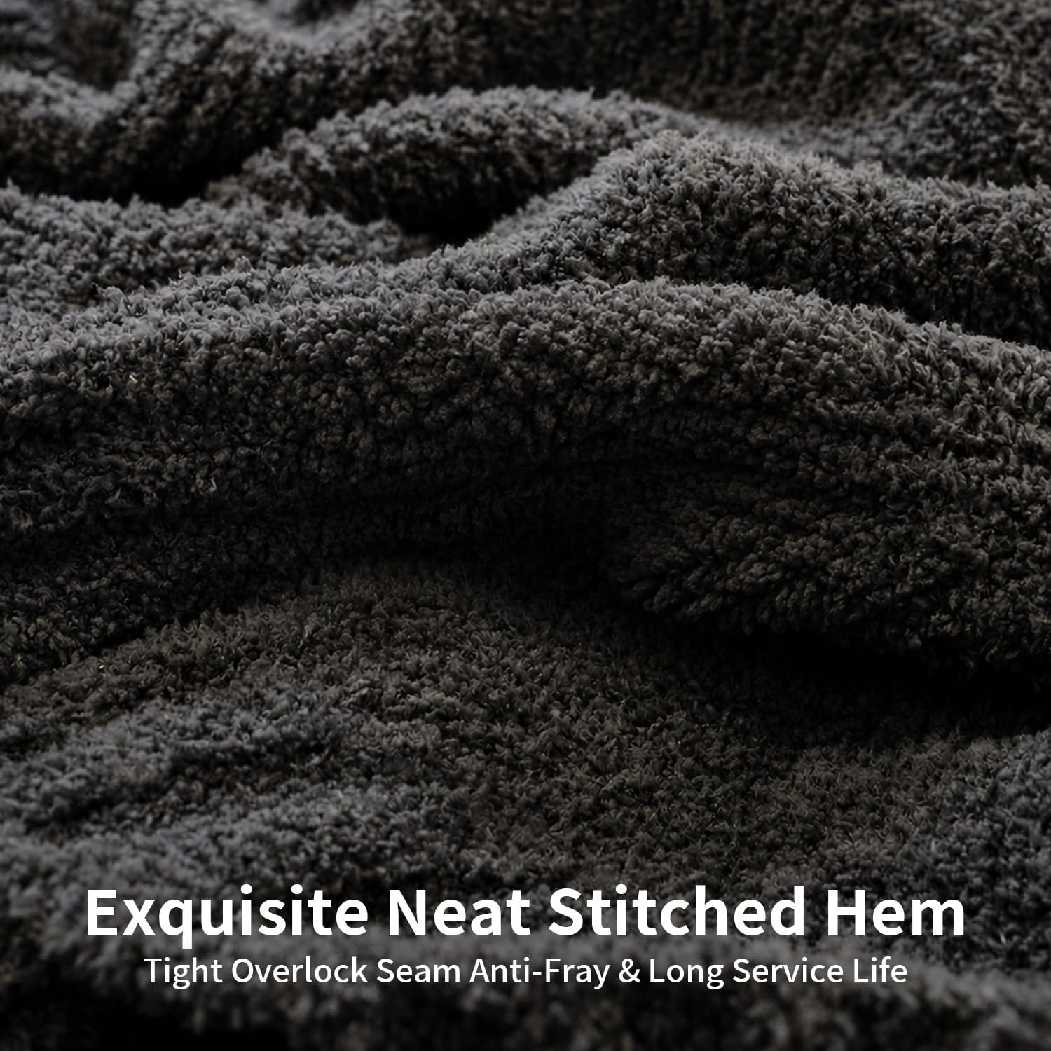 Charcoal Gray Diamond Texture Knit Throw Blanket