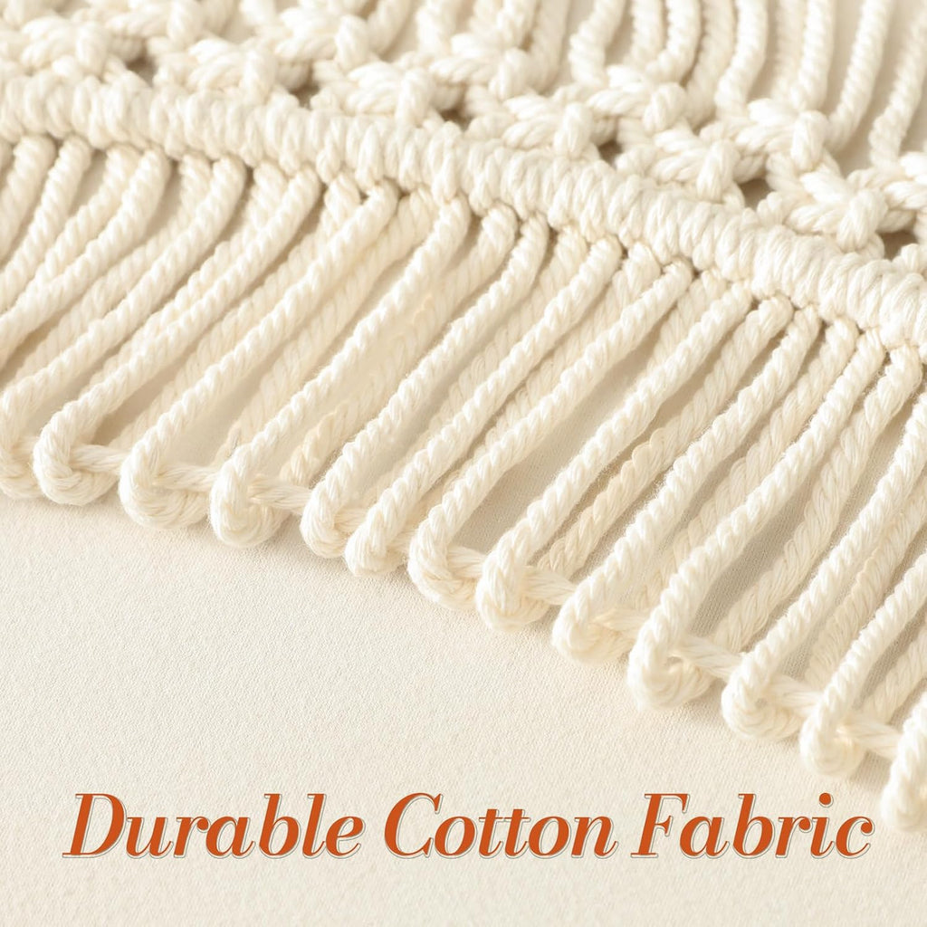 Cream Boho Macrame Window Valance