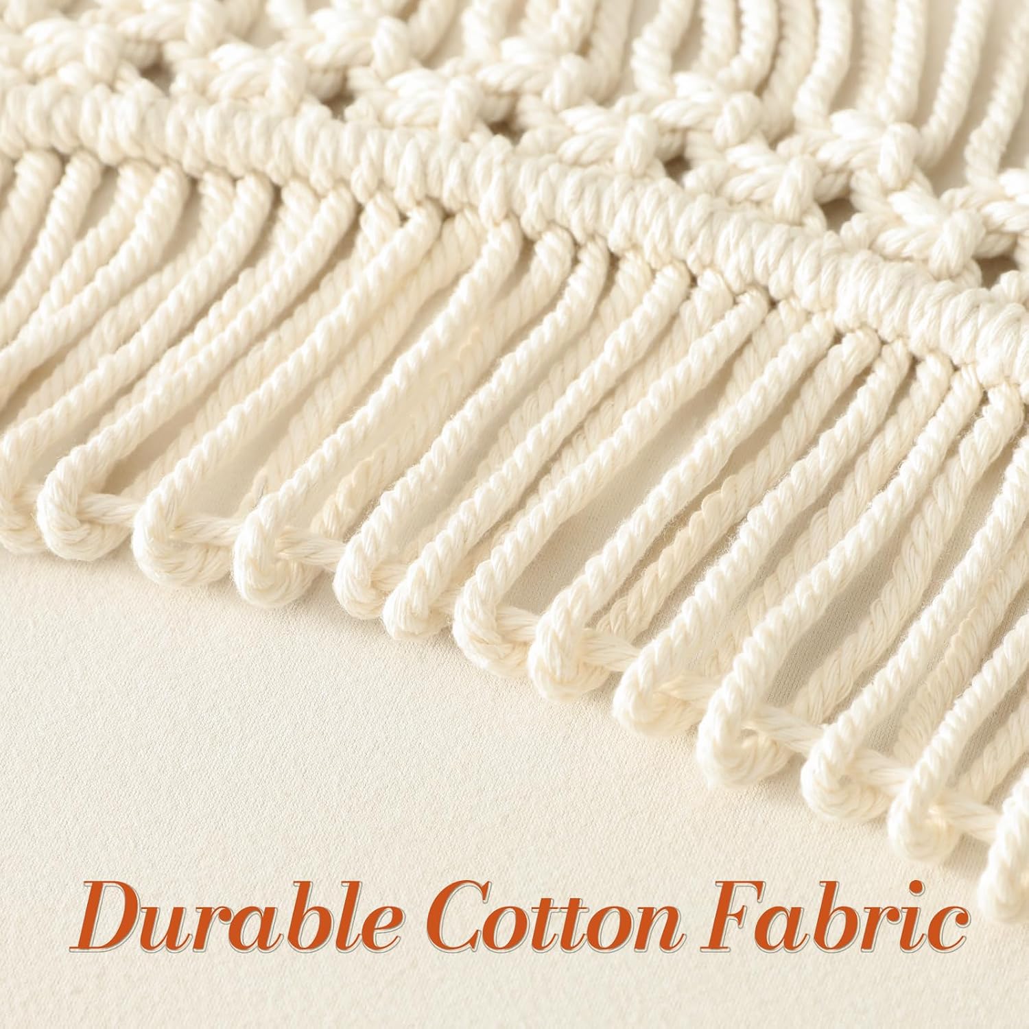 Cream Boho Macrame Window Valance