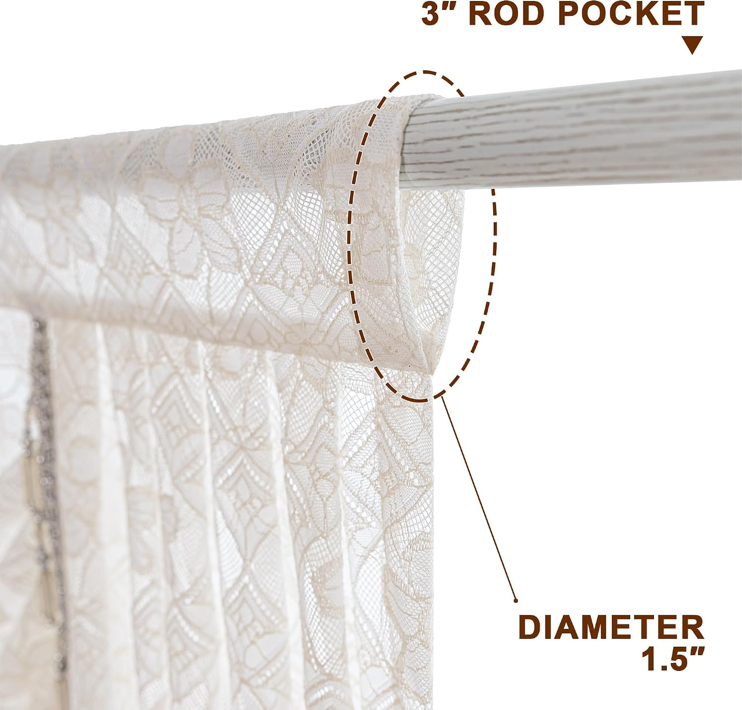 Beige White Sheer Waterfall Valance