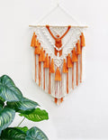 Orange Tassel Boho Macrame Wall Hanging