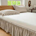 Tan Gingham Wrap‑Around Full Bed Skirt