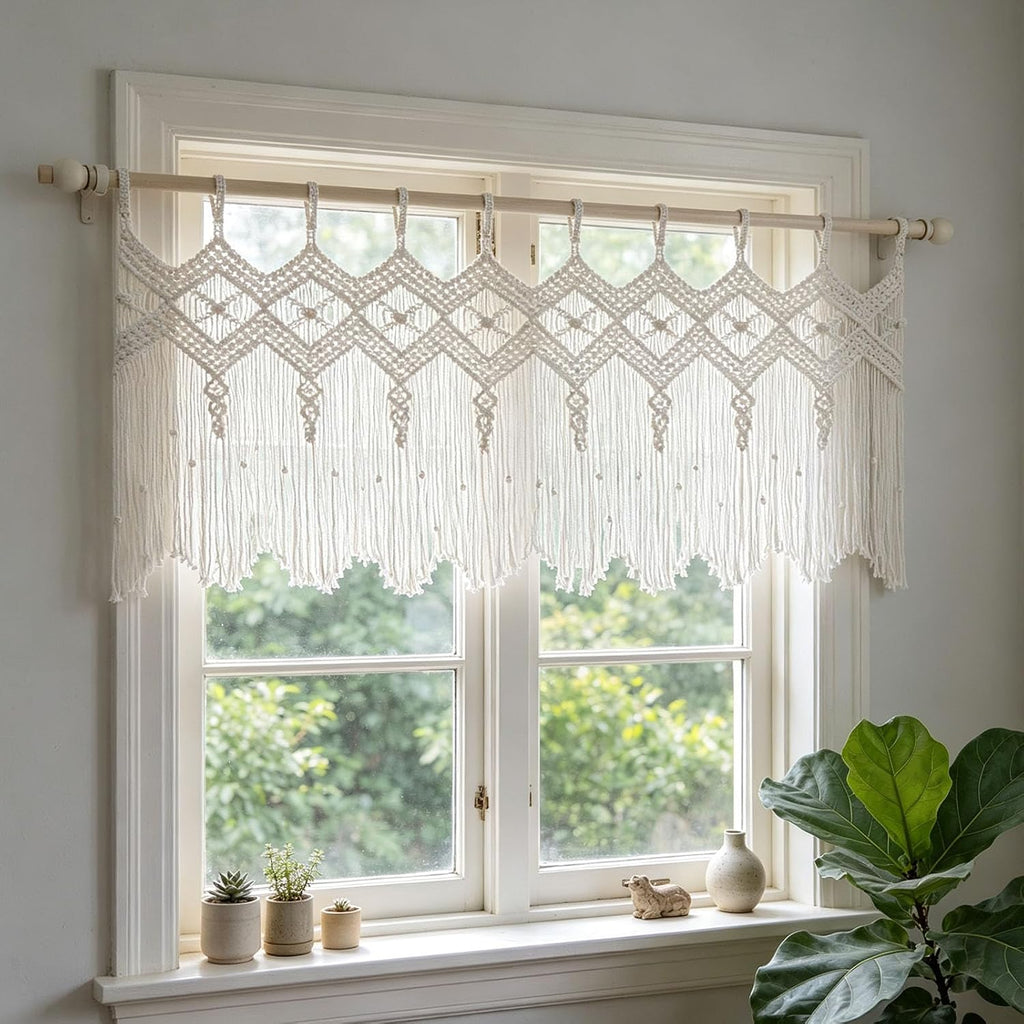Boho Handmade Woven Macrame Window Valance
