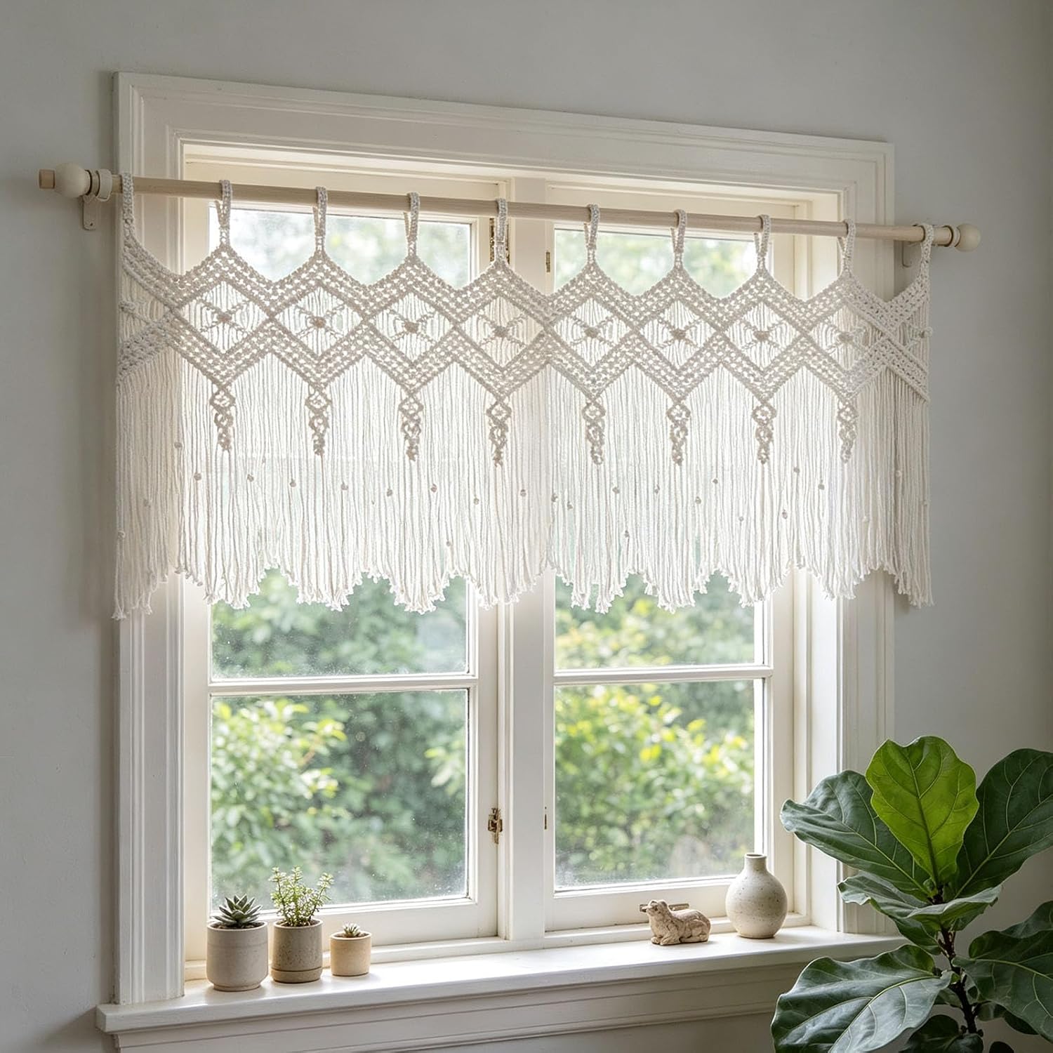 Boho Handmade Woven Macrame Window Valance