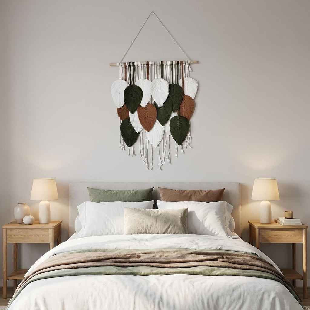 Leaf Feather Macrame Wall Hanging
