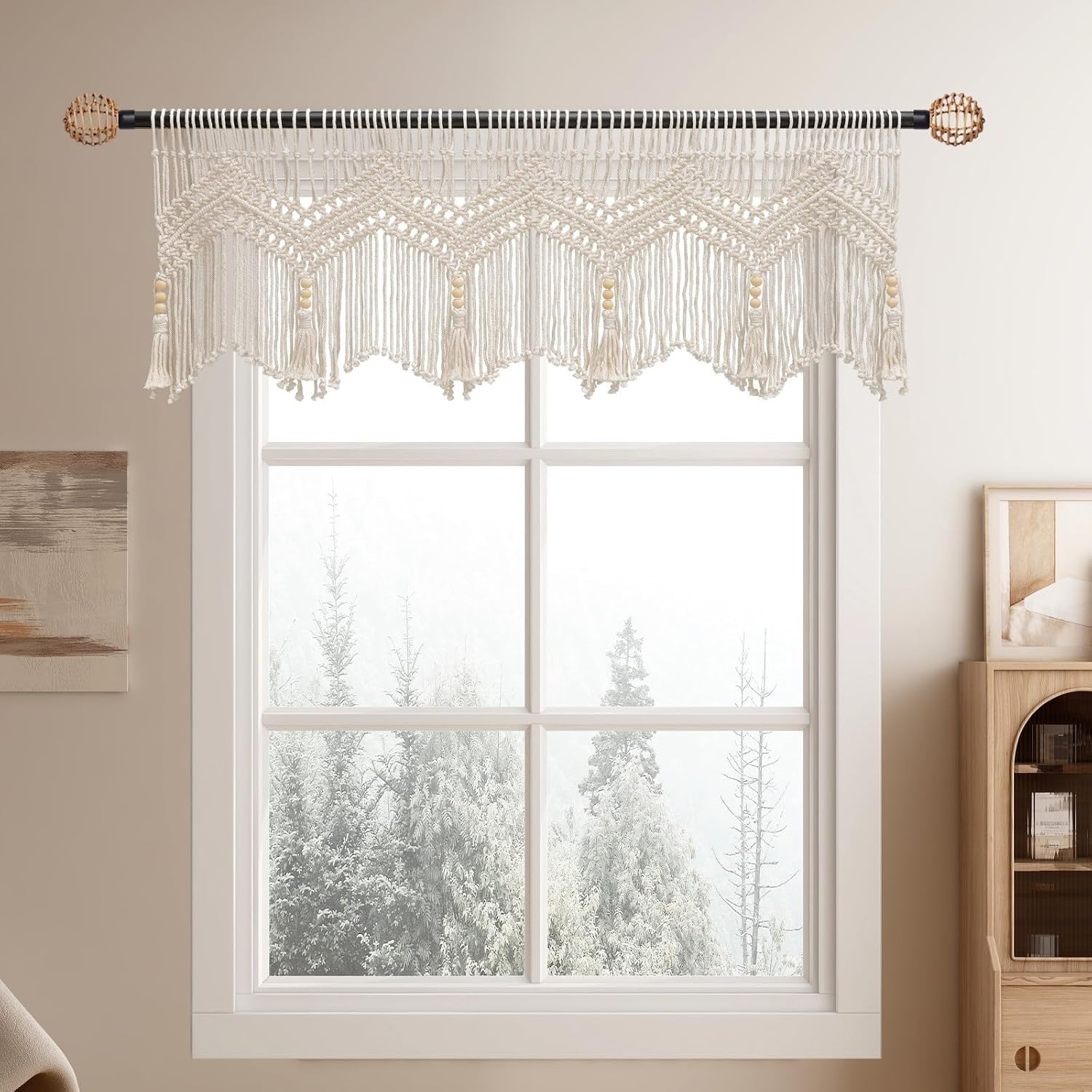 Boho Kitchen Macrame Window Valance