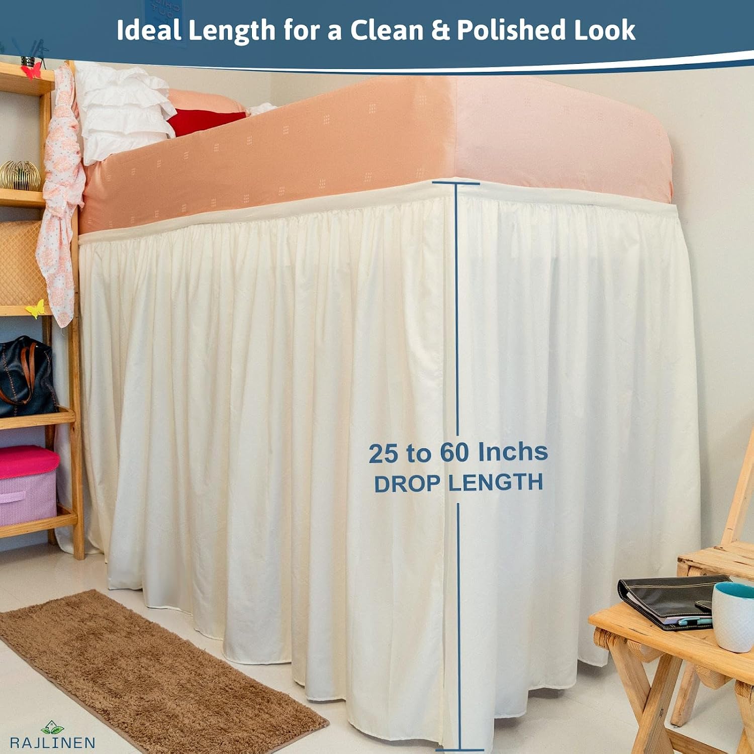 Ivory Ruffled Twin Bed Skirt