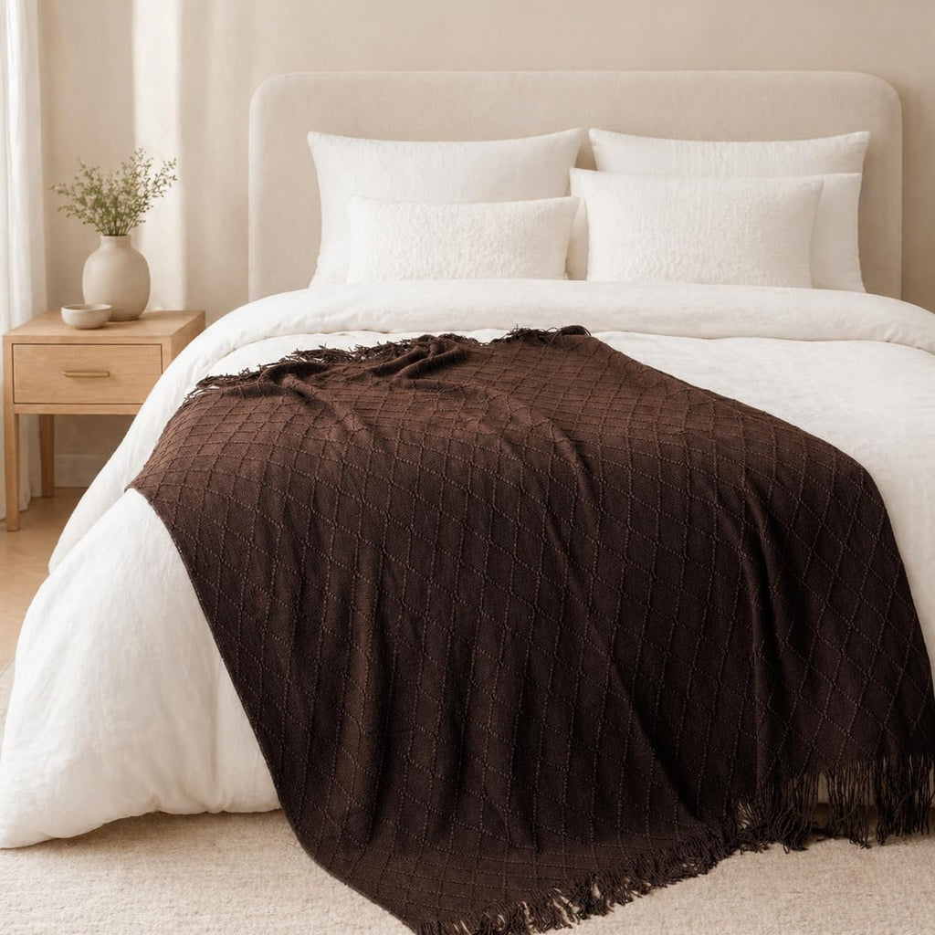 Dark Brown Knit Throw Blanket