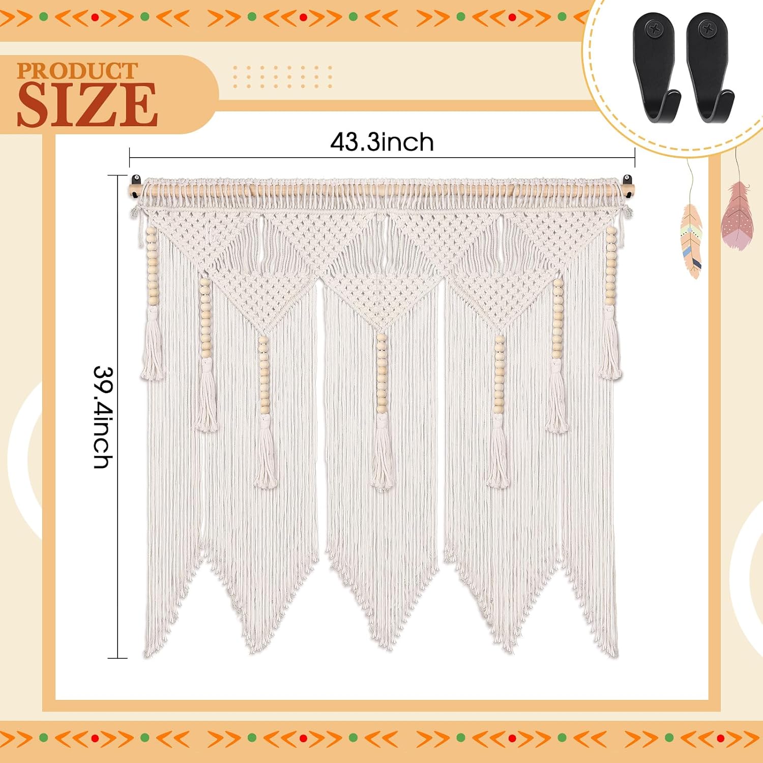 Beige Large Tassel Macrame Wall Hanging