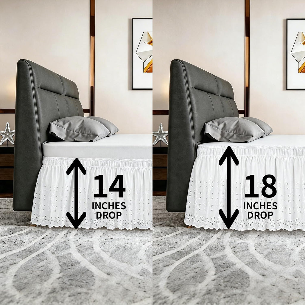 White Wrap‑Around King Bed Skirt
