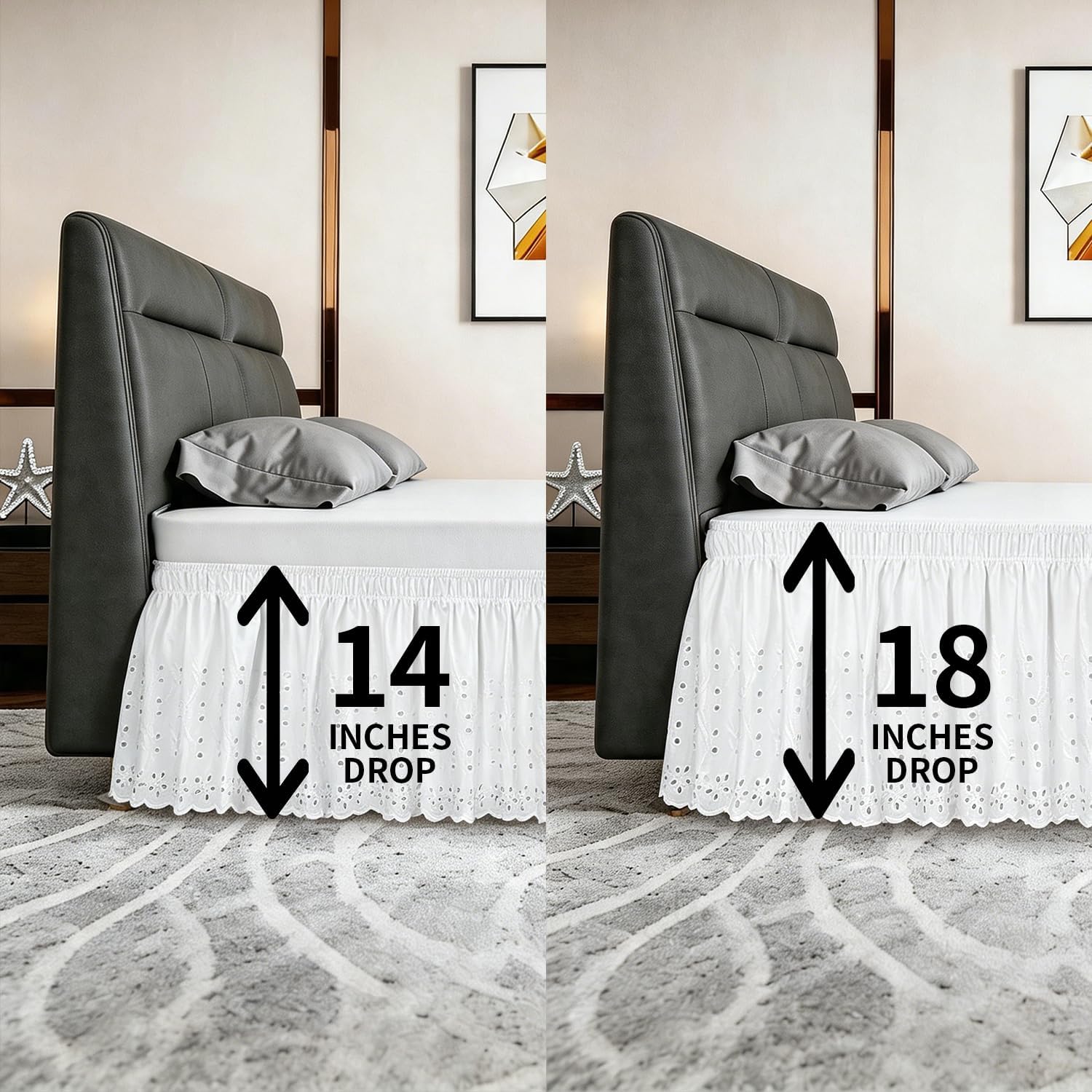 White Wrap‑Around King Bed Skirt