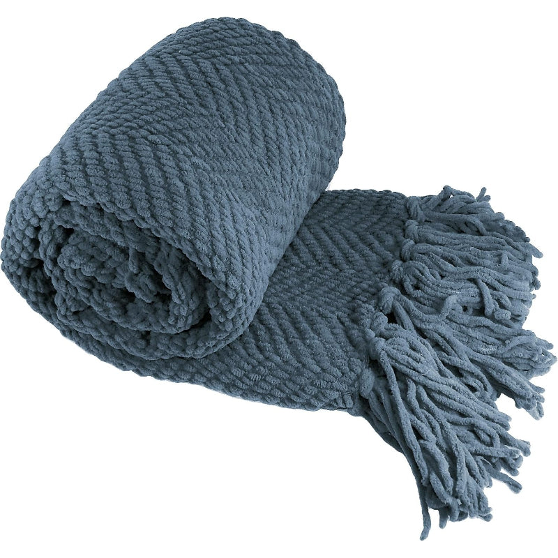 Blue Wing Teal Tweed Knit Throw Blanket