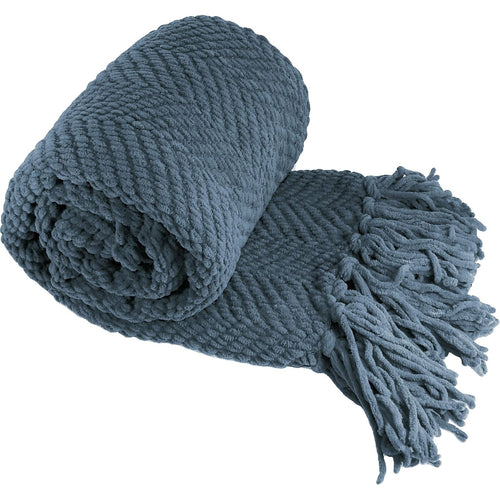 Blue Wing Teal Tweed Knit Throw Blanket