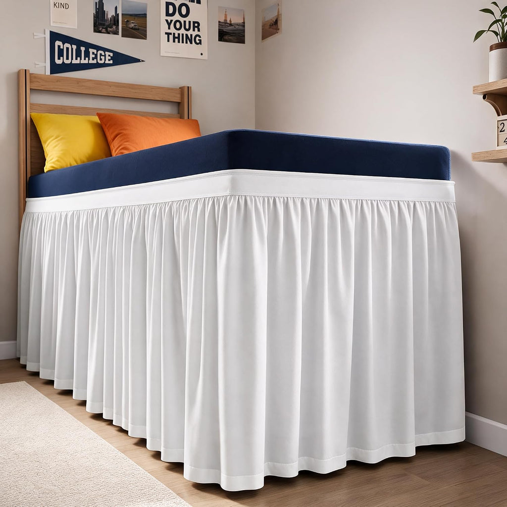 Linens White Twin XL Dorm Bed Skirt
