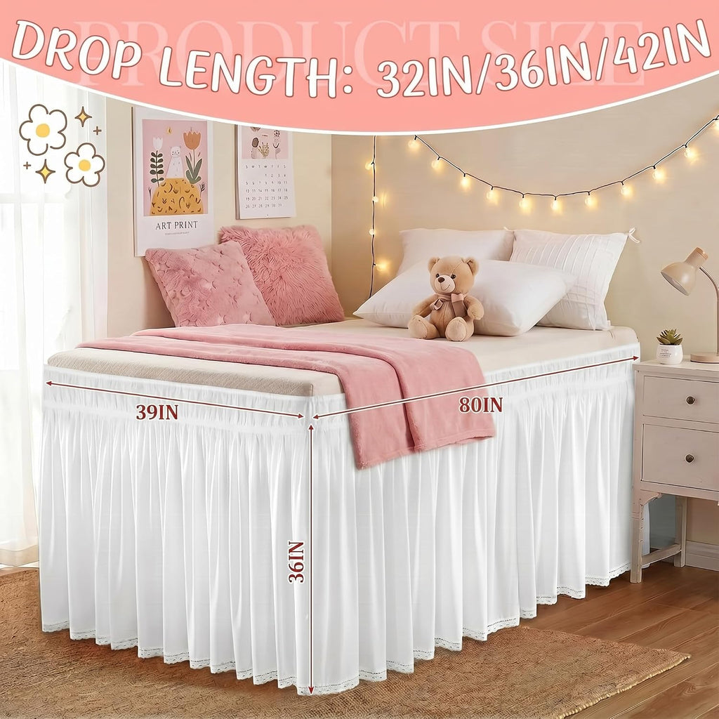 Ruffled Lace Twin‑XL Dorm Bed Skirt