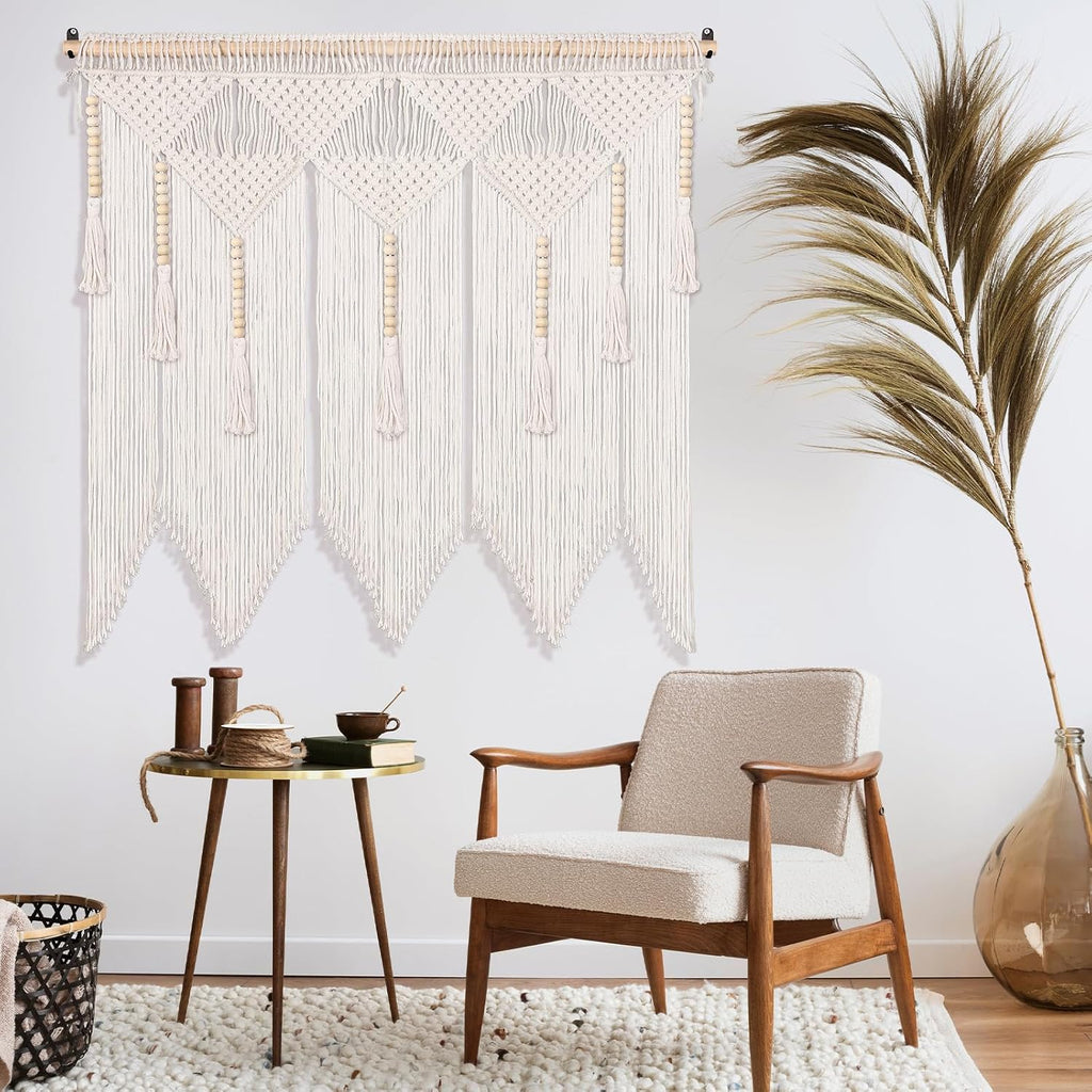 Beige Large Tassel Macrame Wall Hanging