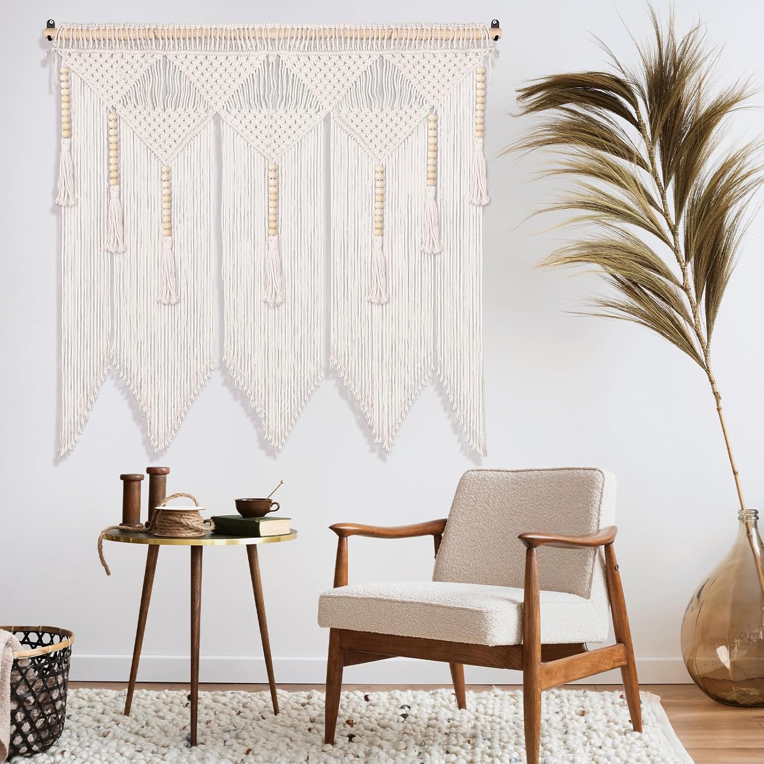 Beige Large Tassel Macrame Wall Hanging