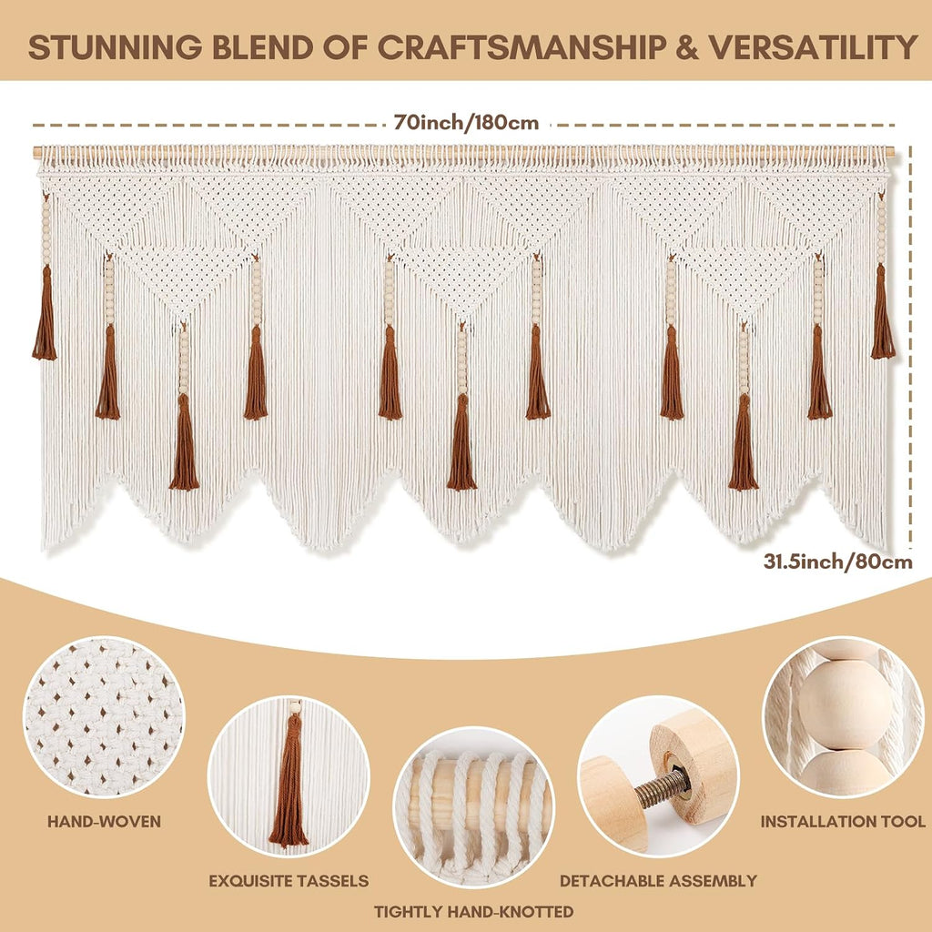 Wood‑Bead Tassel Large Boho Macrame Wall Hanging