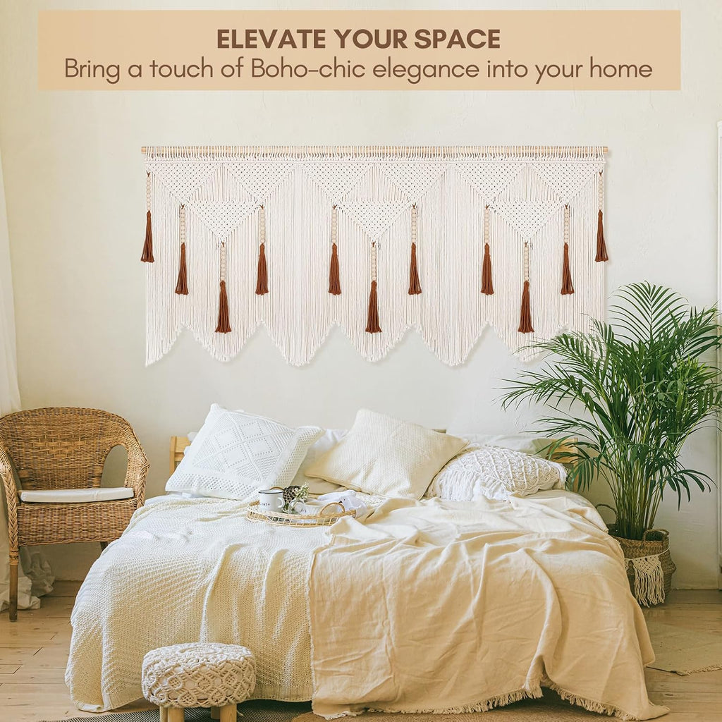 Wood‑Bead Tassel Large Boho Macrame Wall Hanging