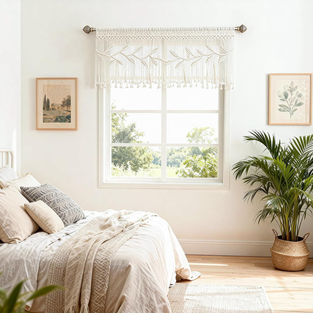 Cream Boho Macrame Window Valance