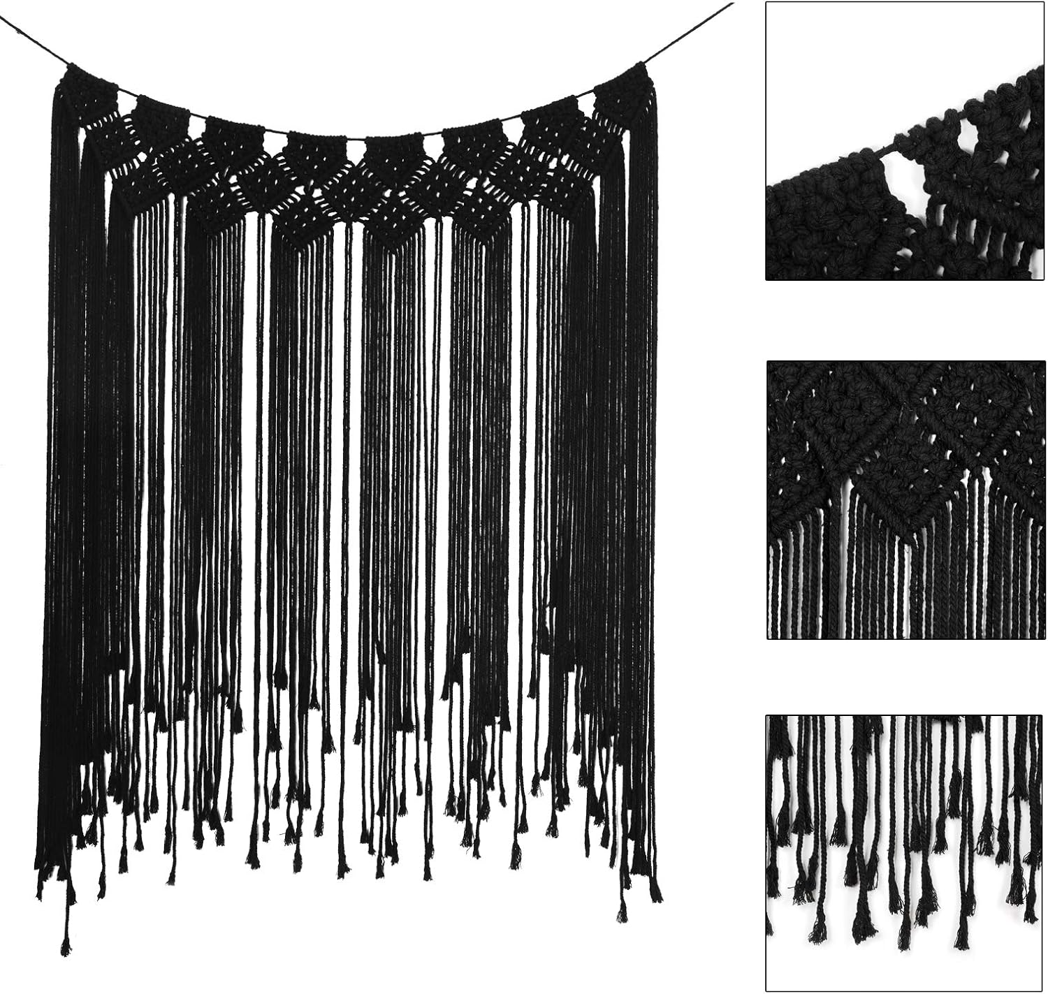 Black Modern Chic Macrame Wall Hanging