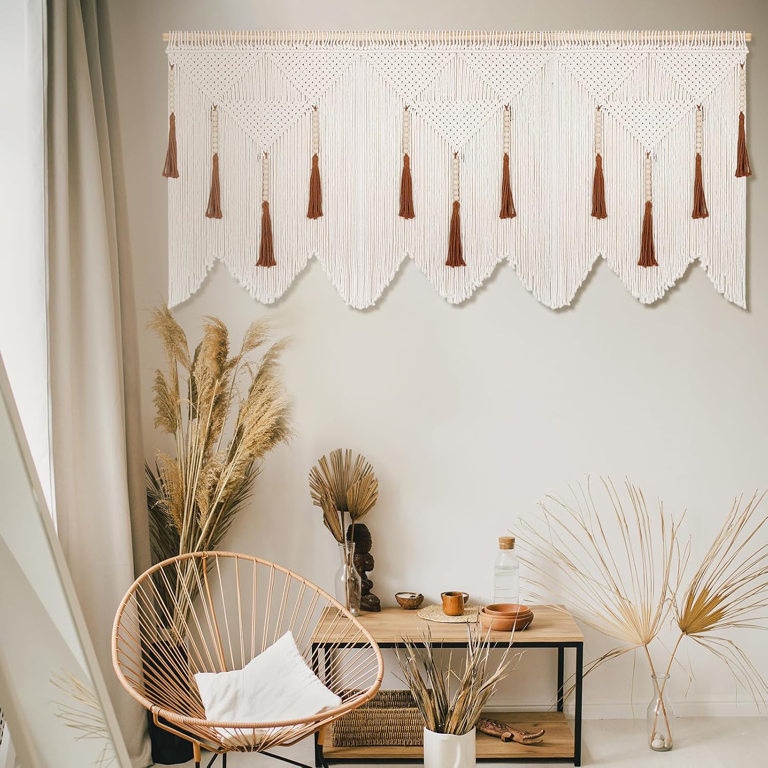 Wood‑Bead Tassel Large Boho Macrame Wall Hanging