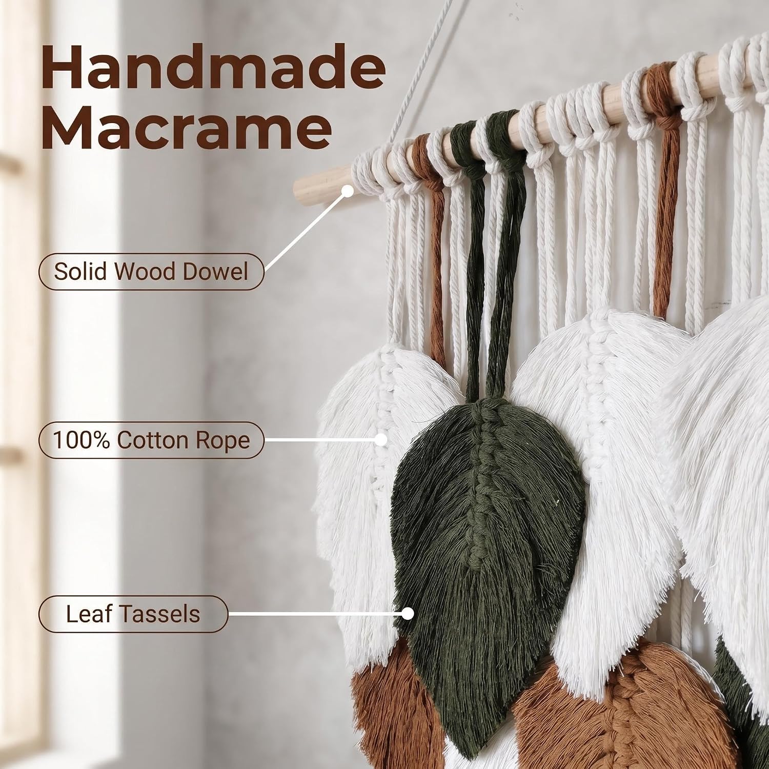 Leaf Feather Macrame Wall Hanging
