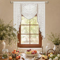 Beige White Sheer Waterfall Valance