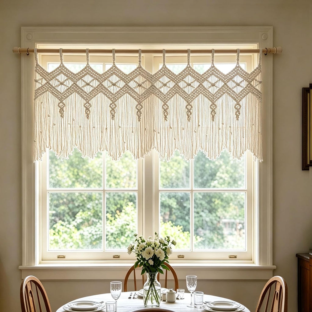 Boho Handmade Woven Macrame Window Valance