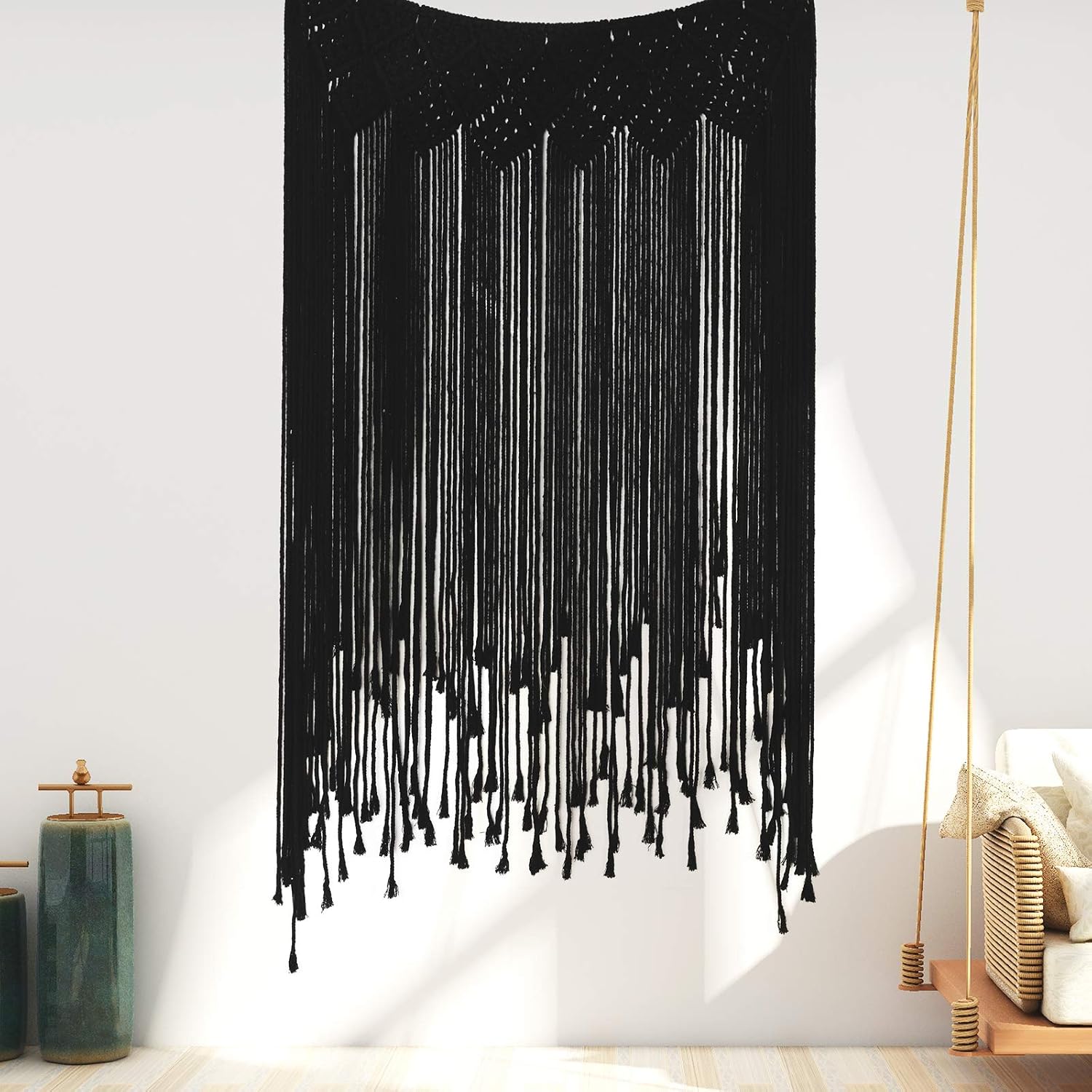 Black Modern Chic Macrame Wall Hanging
