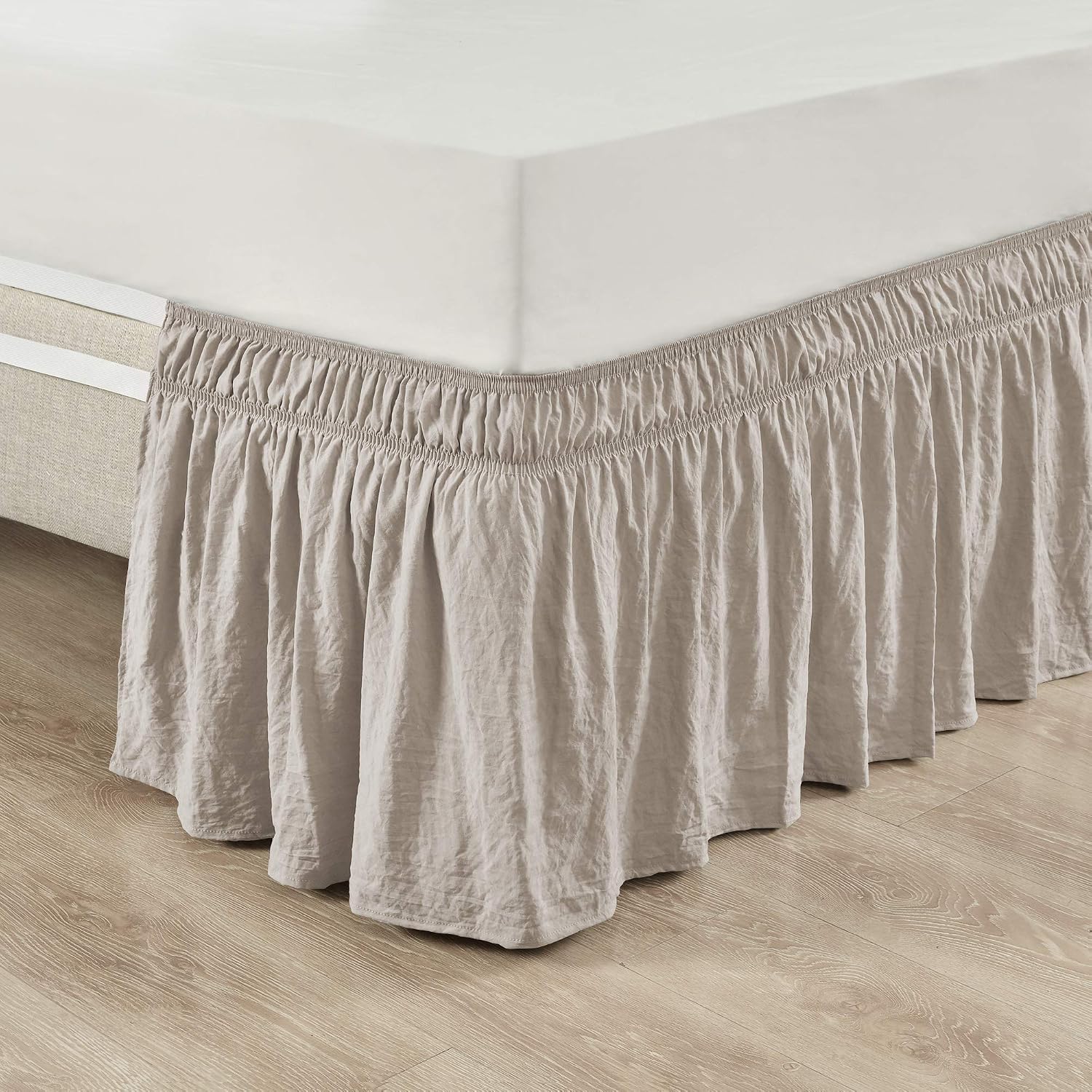 Decor Tan Ruched Wrap‑Around Queen Bed Skirt