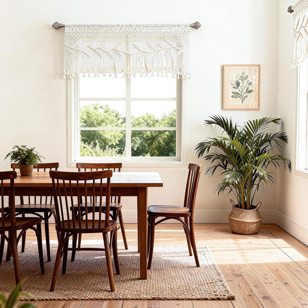 Cream Boho Macrame Window Valance